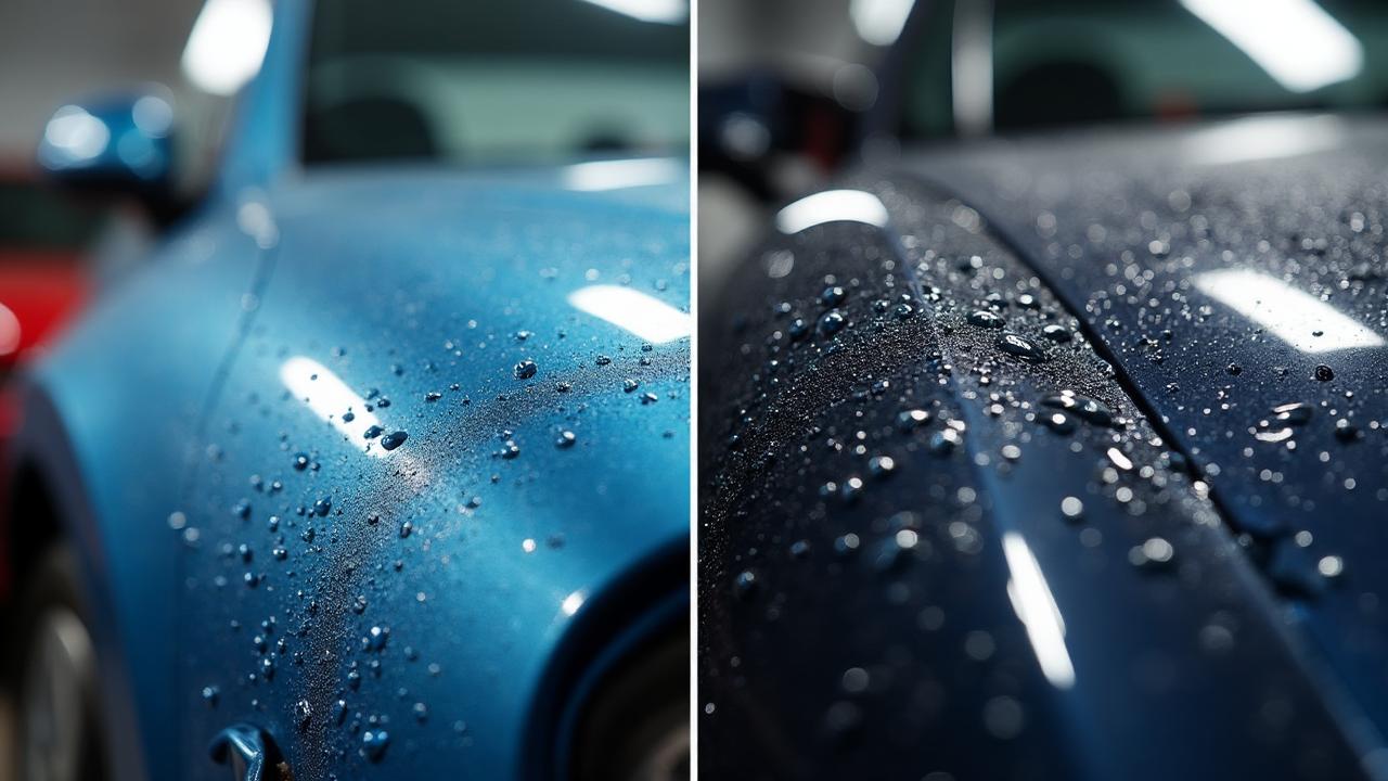 Ceramic coating before and after on a Miami vehicle